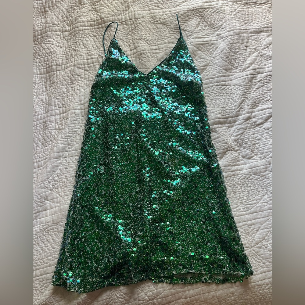 lulus, green & turquoise mini dress